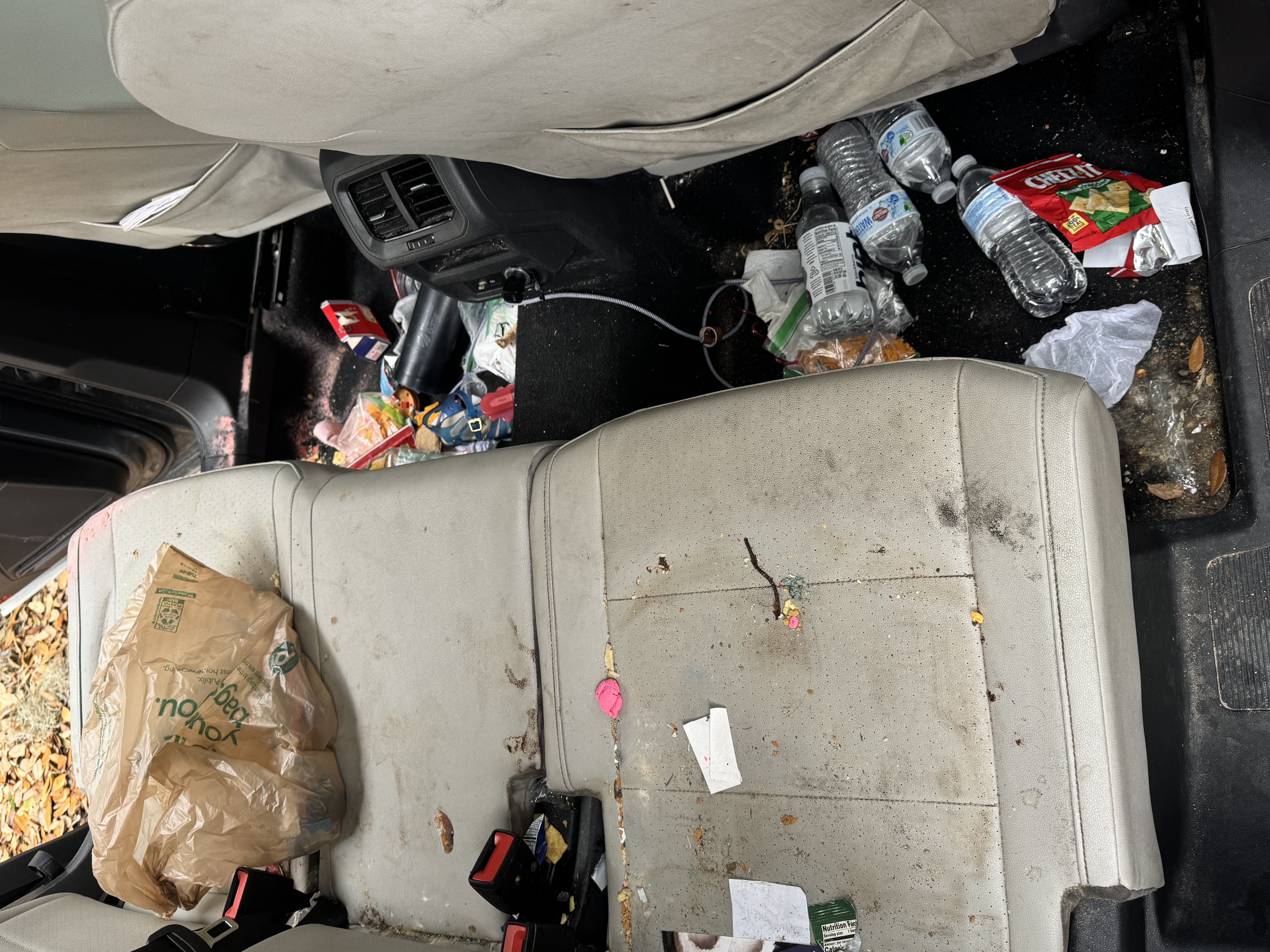 Family vehicle interior before mobile detailing in Charlotte County