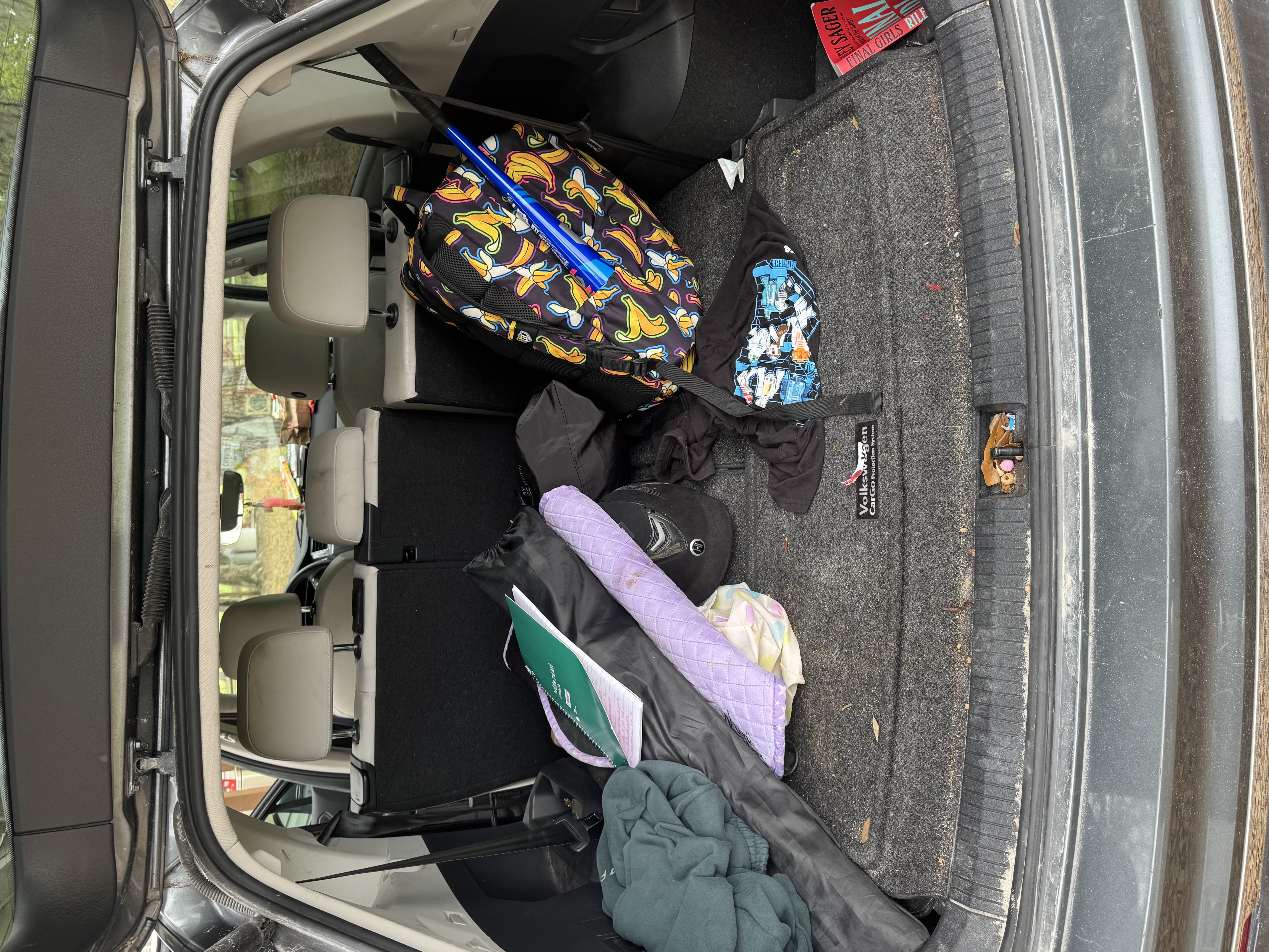 Family SUV rear seating area before detailing in Charlotte County