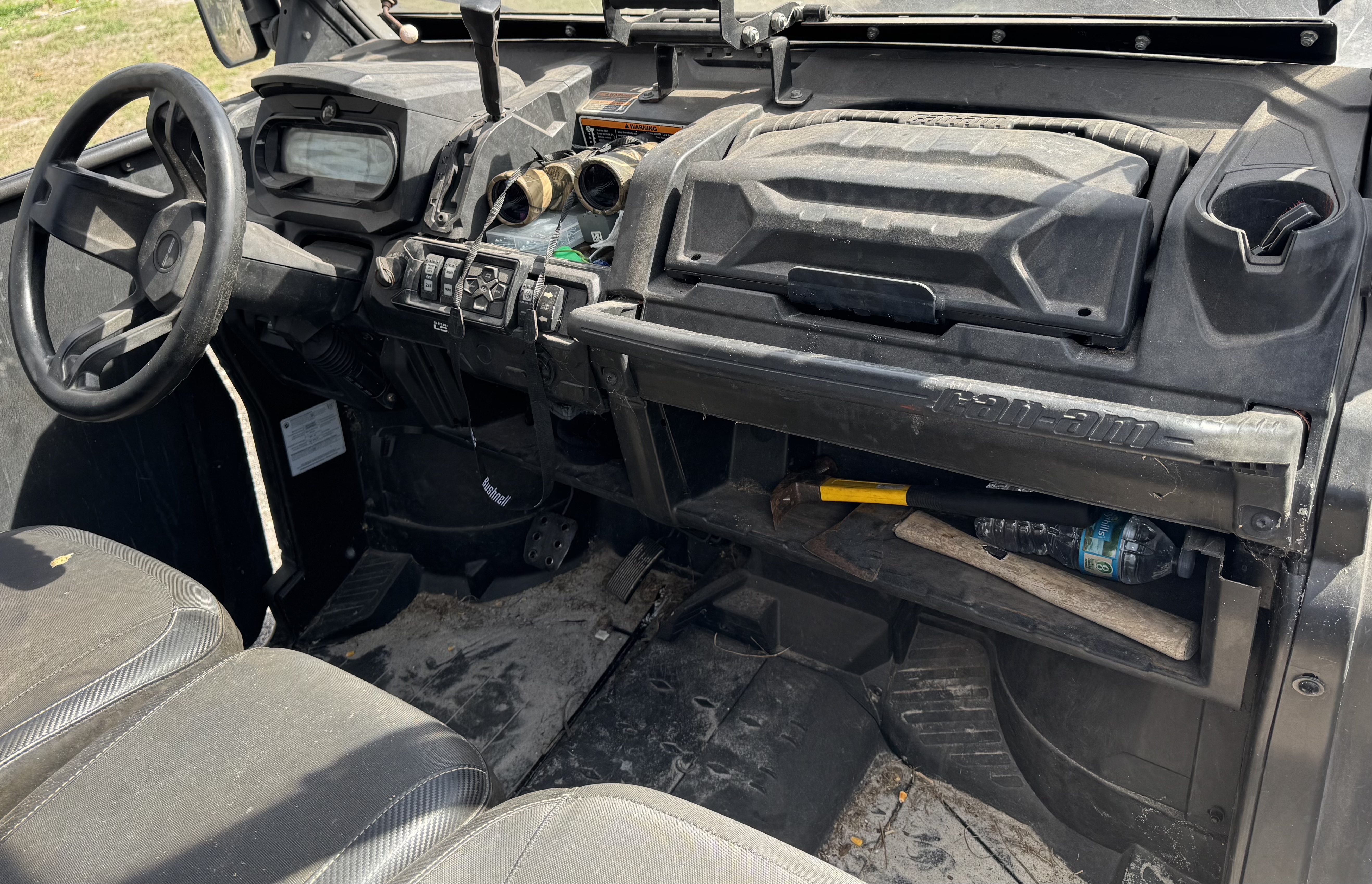 Can-Am Defender dashboard and cabin before detailing